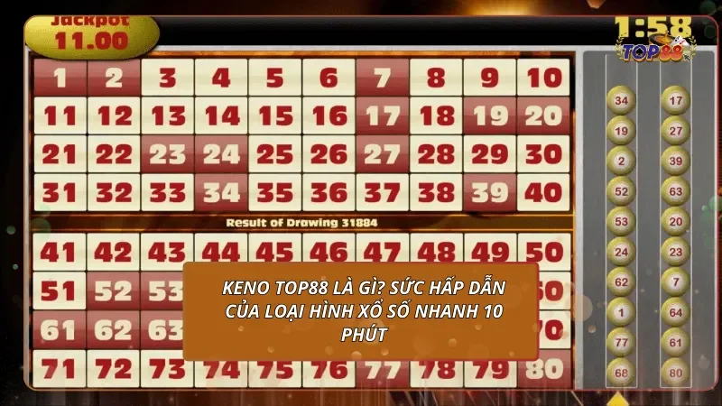 Keno Top88 là gì? Sức hấp dẫn của loại hình xổ số nhanh 10 phút